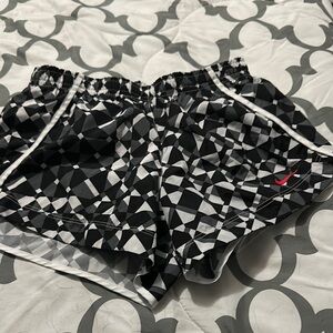 Nike Women's Black and White Patterned Athletic Shorts